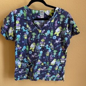 Uniform Advantage Scrub Top Space-Themed